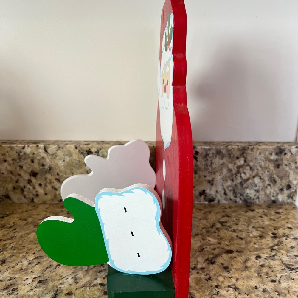 Vintage 1985 Lillian Vernon Jolly Santa Claus Christmas Card or Napkin Holder - Picture 3 of 5